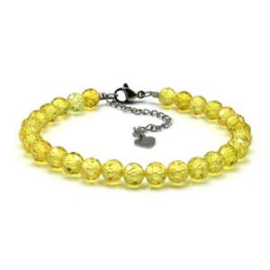 Браслет из фианитов шарик гр.6мм цвет желтый, 18см (иск.) Браслет из фианитов шарик гр.6мм цвет желтый, 18см (иск.)