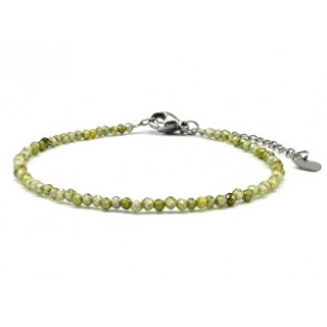 Браслет из фианитов шарик гр.2мм цвет оливковый, 17см (иск.)