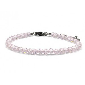 Браслет из фианитов шарик гр.4мм цвет розовый, 17см (иск.) Браслет из фианитов шарик гр.4мм цвет розовый, 17см (иск.)