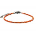 Браслет из фианитов шарик гр.2мм цвет оранжевый, 17см (иск.)