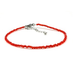 Браслет на ногу из циркона шарик гр.2мм цвет алый, 21см (иск.)