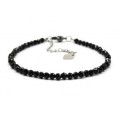 Браслет из циркона шарик гр.3мм цвет черный, 16см (иск.)