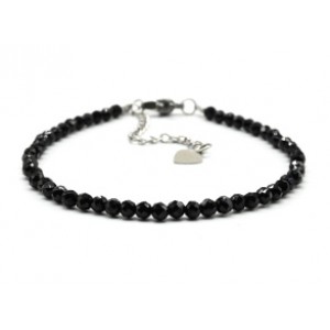 Браслет из циркона шарик гр.3мм цвет черный, 16см (иск.)