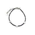 Браслет из циркона шарик гр.2мм цвет черно-синий, вставка звездочки 7*7мм, 18см (иск.)