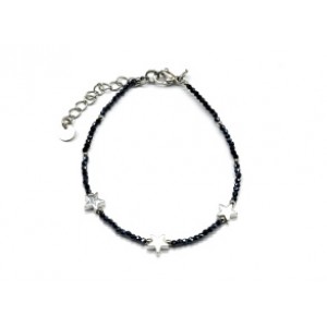 Браслет из циркона шарик гр.2мм цвет черно-синий, вставка звездочки 7*7мм, 18см (иск.) Браслет из циркона шарик гр.2мм цвет черно-синий, вставка звездочки 7*7мм, 18см (иск.)