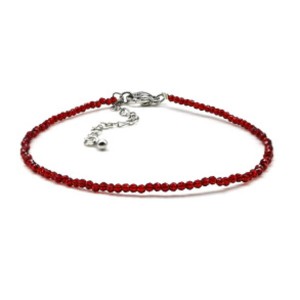 Браслет на ногу из циркона шарик гр.2мм цвет бордовый, 21см (иск.)