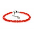 Браслет из циркона шарик гр.3мм цвет алый, 17см (иск.)