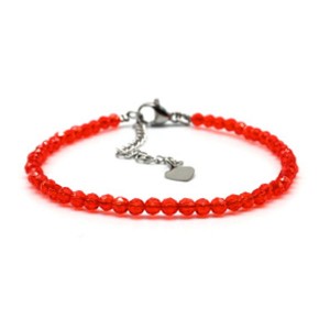 Браслет из циркона шарик гр.3мм цвет алый, 17см (иск.)