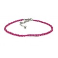 Браслет на ногу из циркона шарик гр.2мм цвет малиновый, 21см (иск.)