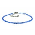 Браслет на ногу из циркона шарик гр.2мм цвет васильковый, 21см (иск.)