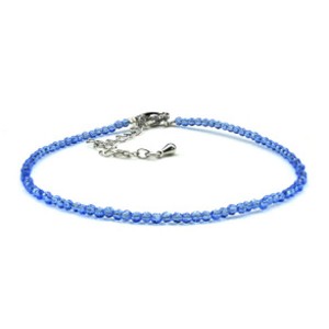 Браслет на ногу из циркона шарик гр.2мм цвет васильковый, 21см (иск.)