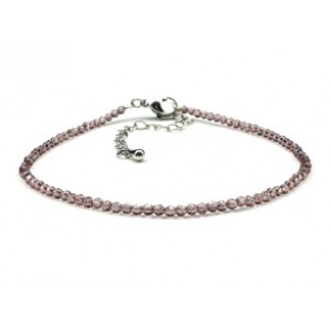 Браслет на ногу из циркона шарик гр.2мм цвет сиреневый, 21см (иск.)