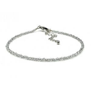 Браслет на ногу из циркона шарик гр.2мм, цвет графит, 21см (иск.)