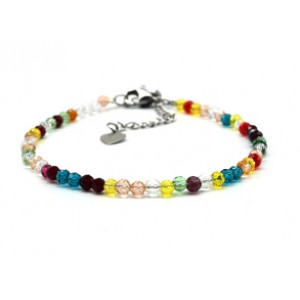 Браслет из циркона шарик гр.3мм цвет ассорти, 17см (иск.)