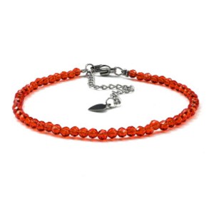 Браслет из циркона шарик гр.3мм цвет алый, 17см (иск.)