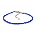 Браслет на ногу из циркона шарик гр.2мм цвет синий, 21см (иск.)