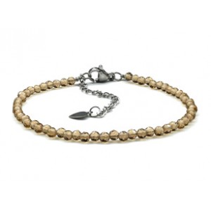 Браслет из циркона шарик гр.3мм цвет шампань, 17см (иск.)