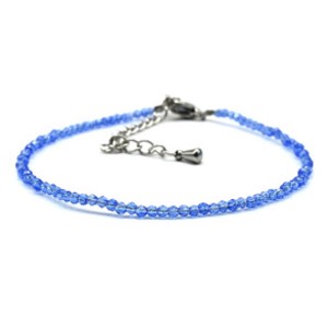 Браслет из граненых бусин мелких 2мм циркон цвет васильковый, 17см (иск.)