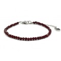 Браслет из циркона шарик гр.3мм цвет бордовый, 17см (иск.)