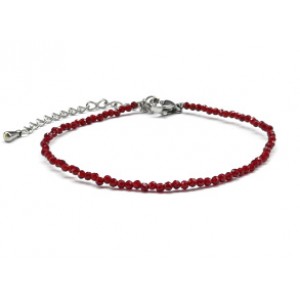 Браслет из граненых бусин мелких 2мм циркон цвет бордовый, 17см (иск.)