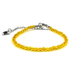 Браслет из циркона шарик гр.3мм цвет желтый, 17см (иск.)