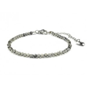Браслет из циркона шарик гр.3мм цвет дымчатый, 17см (иск.)