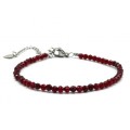 Браслет из циркона шарик гр.3мм, цвет бордовый, 16,5см (иск.)