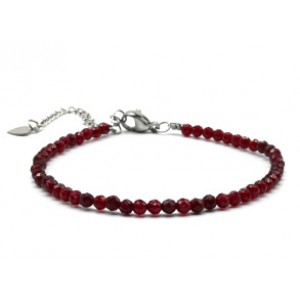 Браслет из циркона шарик гр.3мм, цвет бордовый, 16,5см (иск.)