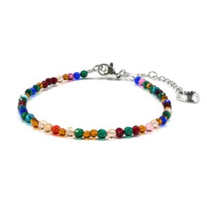 Браслет из циркона шарик гр.3мм цвет ассорти, 17см (иск.)