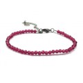 Браслет из циркона шарик гр.3мм, цвет розовый, 17см (иск.)