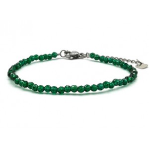 Браслет из циркона шарик гр.3мм цвет зеленый, 17см (иск.)
