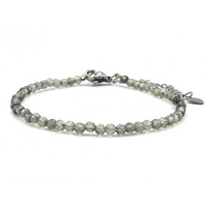Браслет из циркона шарик гр.3мм, цвет графит, 17см (иск.)