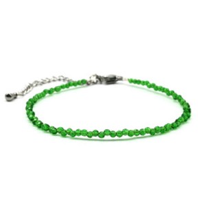 Браслет из граненых бусин мелких 2мм циркон цвет зеленый, 17см (иск.)