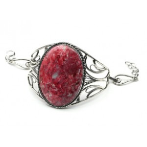 Браслет с тулитом овал, 18см.