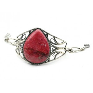 Браслет с тулитом капля, 19см.