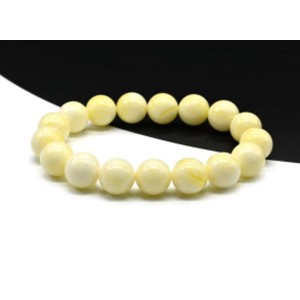 Браслет из янтаря искусственного шарик 12мм цвет молочный, 17см Браслет из янтаря искусственного шарик 12мм цвет молочный, 17см
