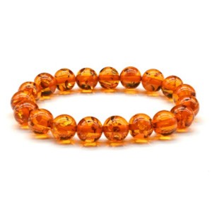 Браслет из янтаря шарик 10мм светло-коньячный (иск.) Браслет из янтаря шарик 10мм светло-коньячный (иск.)