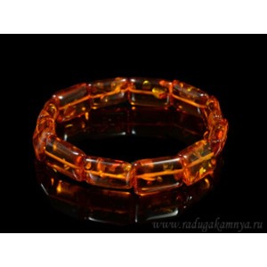 Браслет из янтаря прямоугольник 12*17мм св.коньячный (иск.)