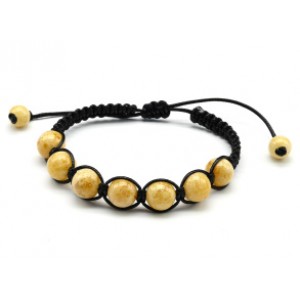 Браслет шамбала с 7 шариками 11мм из янтаря цвет молочный, 17см