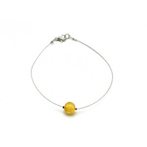 Браслет из янтаря мятый шарик 10мм цвет медово-молочный, 20см