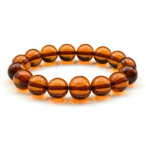 Браслет из янтаря шарик 12мм коньячный (иск.)