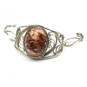 Браслет яшма уральская " Овал ", 17см.