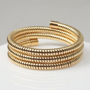 Браслет-пружинка "Рельеф" 3 ряда ,цвет золото, d=6,5 см