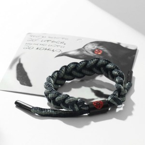 Браслет "Япония" плетёный, орнамент, цвет чёрно-серый