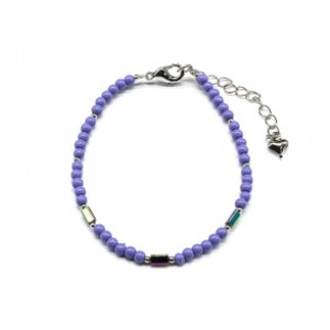 Браслет из бисера шарик 3мм со вставками цвет лавандовый, 18см (иск.)