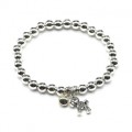 Браслет с шариками и подвеской цвет серебристый (иск.)