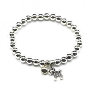 Браслет с шариками и подвеской цвет серебристый (иск.)