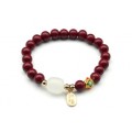 Браслет с подвеской "На удачу" шарик 8мм цвет ягодный, 17см (иск.)