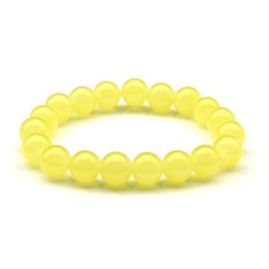 Браслет из полимера шарик 10мм цвет лимонный, 17см (иск.)
