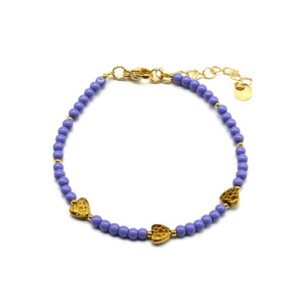 Браслет из бисера "Сердечки" шарик 3мм цвет лавандовый, 18см (иск.)